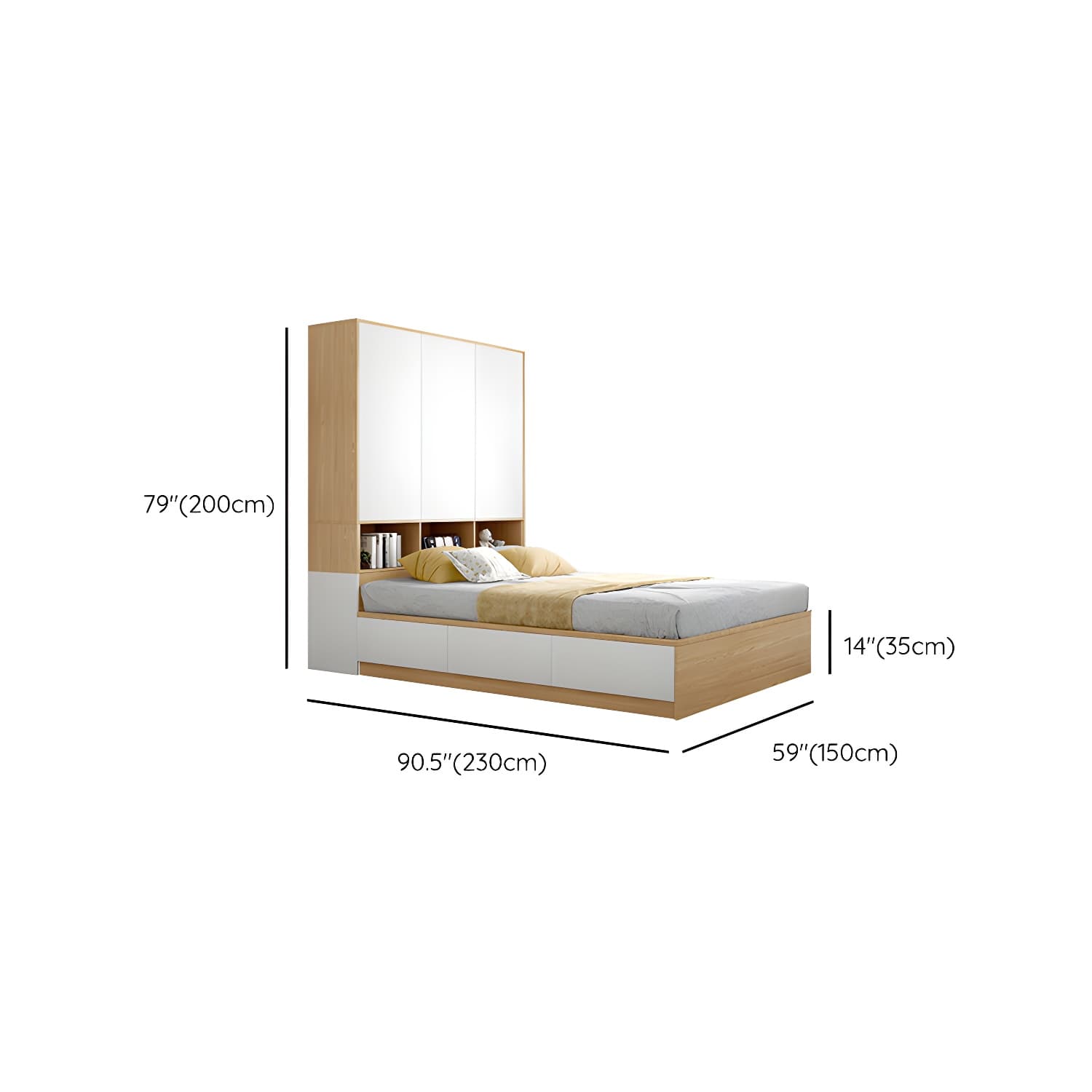 Modern Wood Platform Bed Frame Natural No Distressing Bookcase - image 16