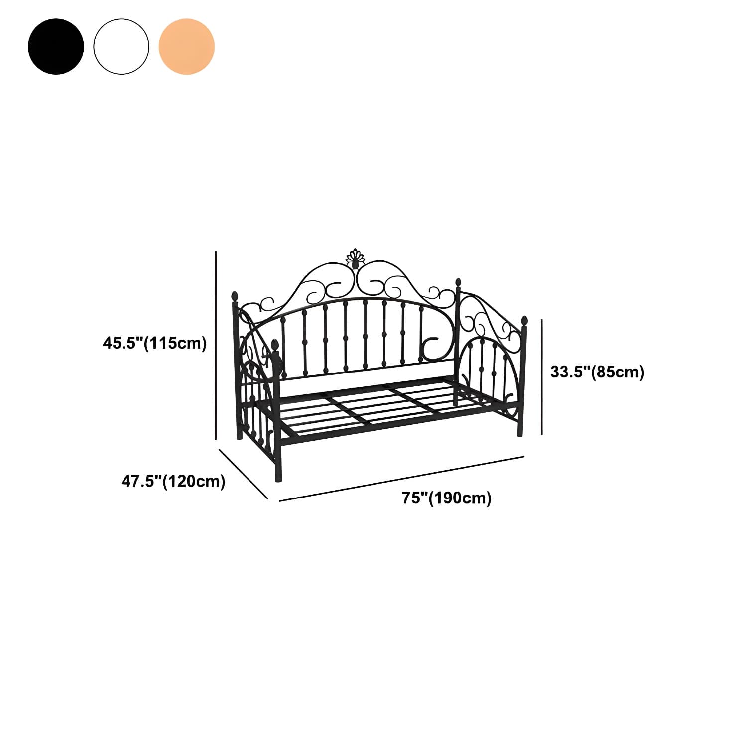 Luxurious Open-Frame Bed 45.28-inch High Metal Child's Bed with Headboard - image 15