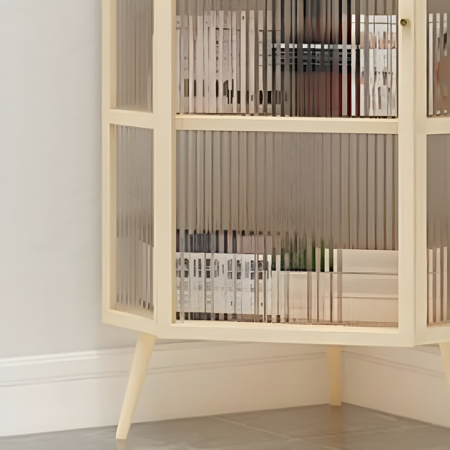 40cm Corner Modern Accent Cabinet with Glass Doors and Iron Base - image 10