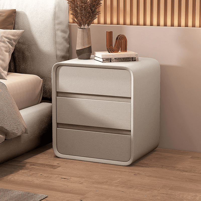 Organic Modern Nightstand With Drawer Organization with 3 Drawers and Pleather Countertop - image 6