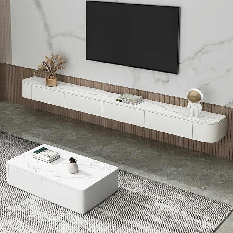 Elegant Rubberwood TV Stand with Floating Mount, Cable Management, and Soft Close Drawers - image 13
