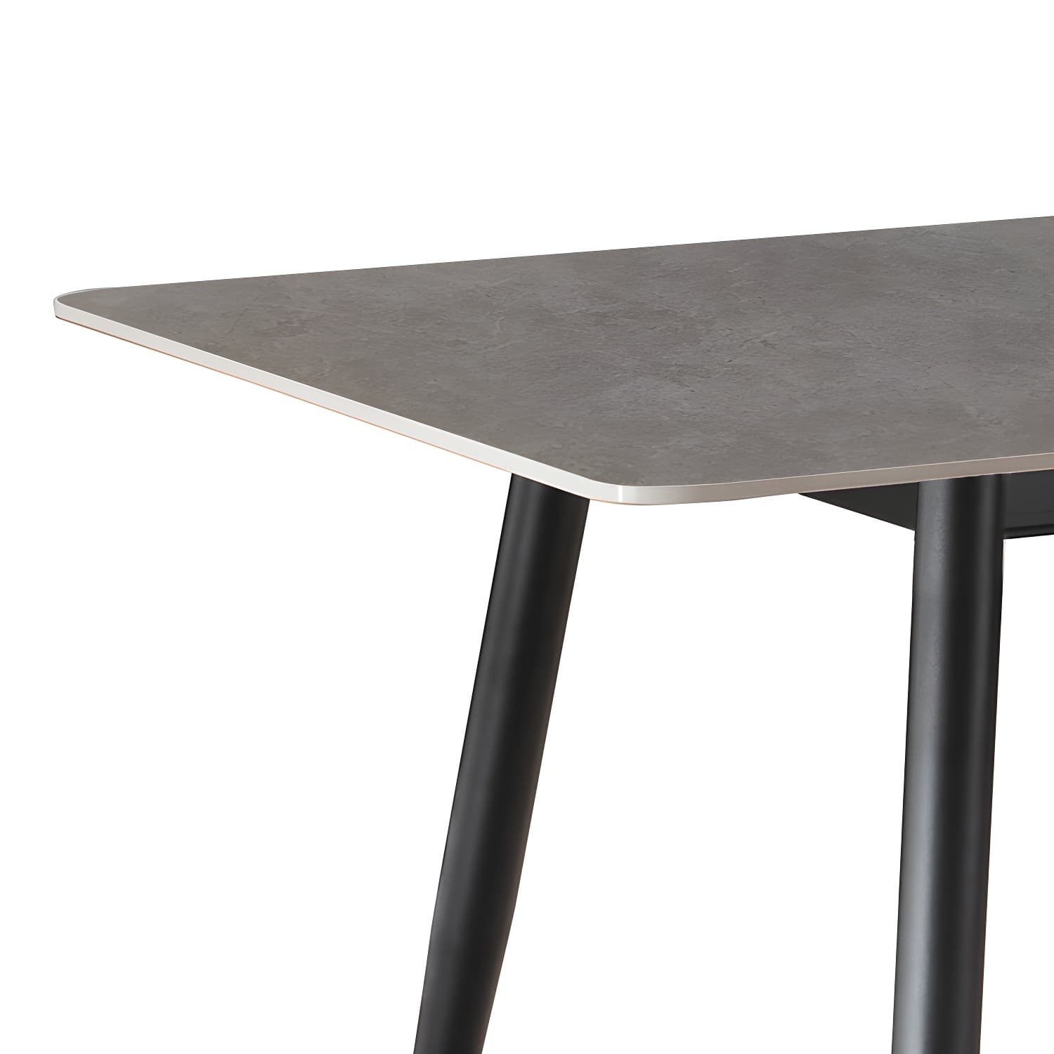 Sleek Rectangle Stone Dining Table with Black Steel Legs, Scratch Resistant - image 9