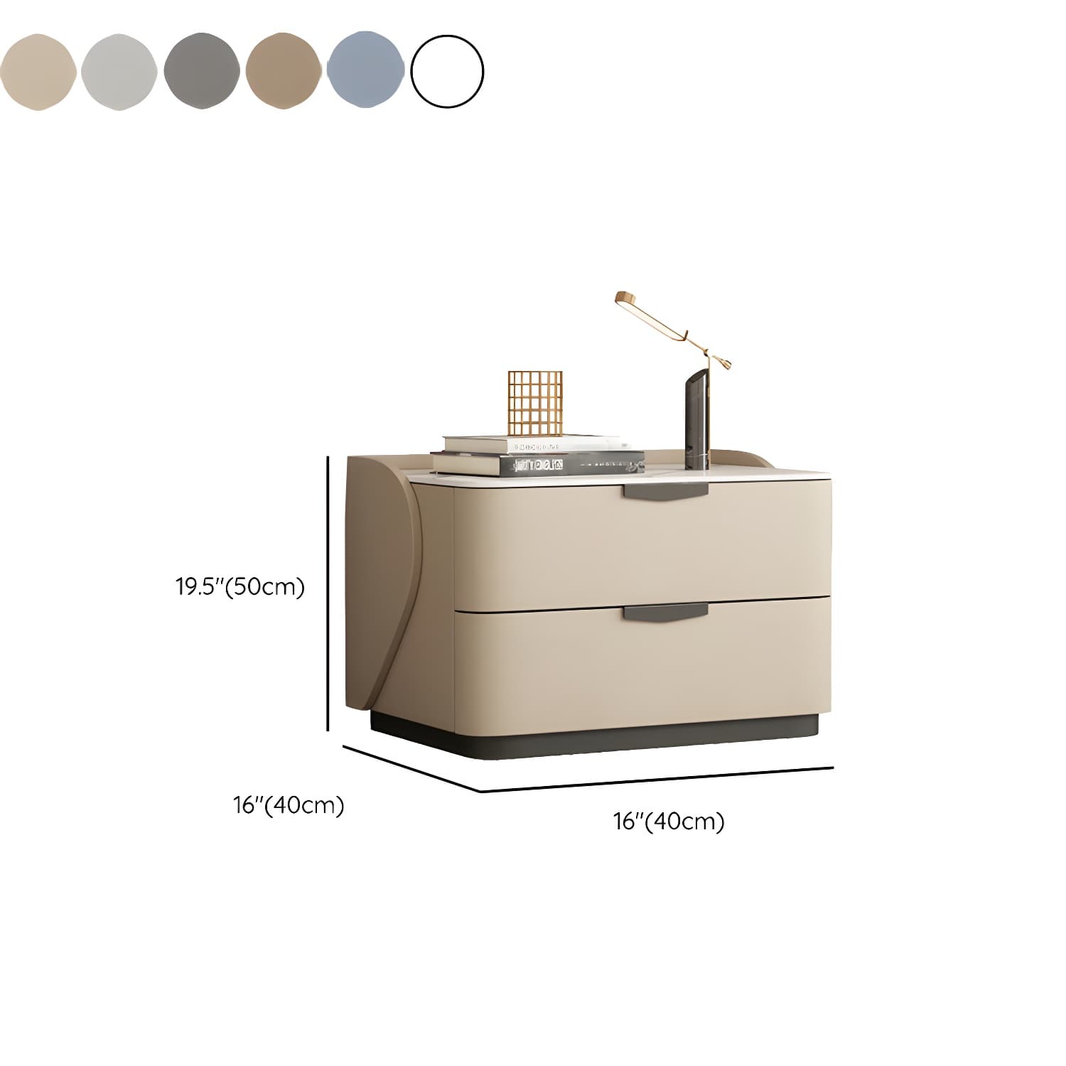 Modern Faux Leather Nightstand with Two Drawers in Light Wood - image 16