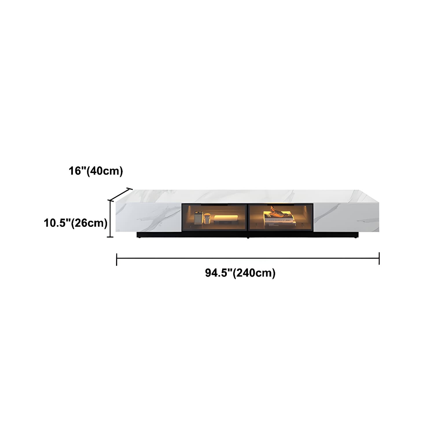 Modern Slate TV Stand White Closed Storage TV Console with Sensor Light - image 12
