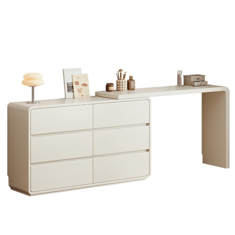 Large Vanity Set with Lumber Table Top, White Seating, 6/3 Drawers, Light Up Mirror, Chair, and Scalable Design - image 6