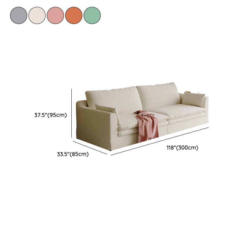 Modern Solid Color Scratch-defiant Standard Sofa in Light Gray/Emerald Green/Ivory, Seats 5/3-seater with Slipcover and 2 Pillows - image 15