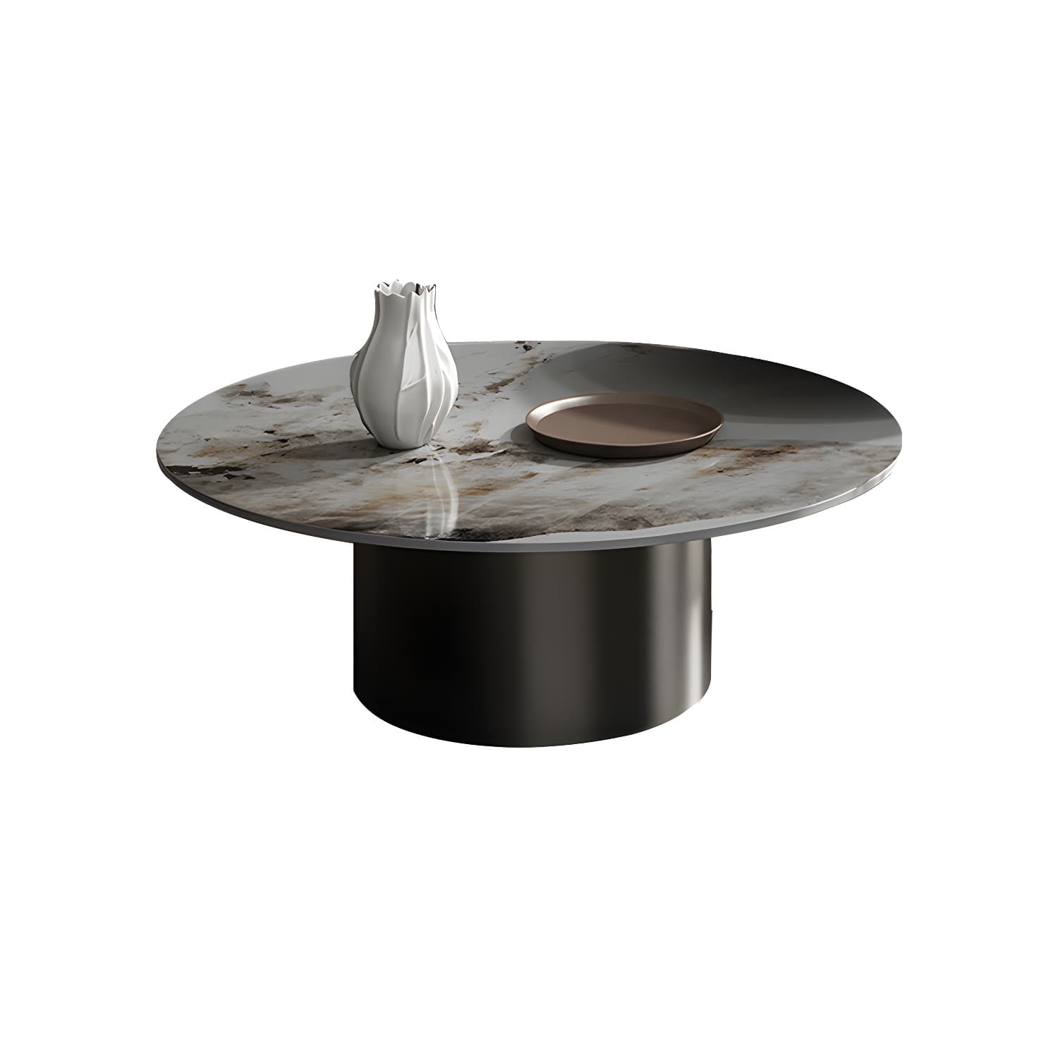 Slate Coffee Table Round Nesting Coffee Table Set with Pedestal Legs