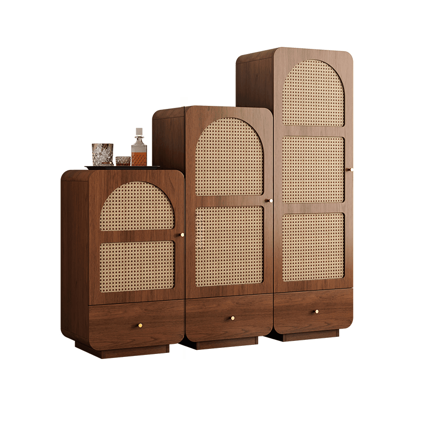 Simple Rectangular Accent Cabinet with Storage, Engineered Wood Countertop, Pull Knobs, Auburn Top, and Soft Close Drawer - image 5