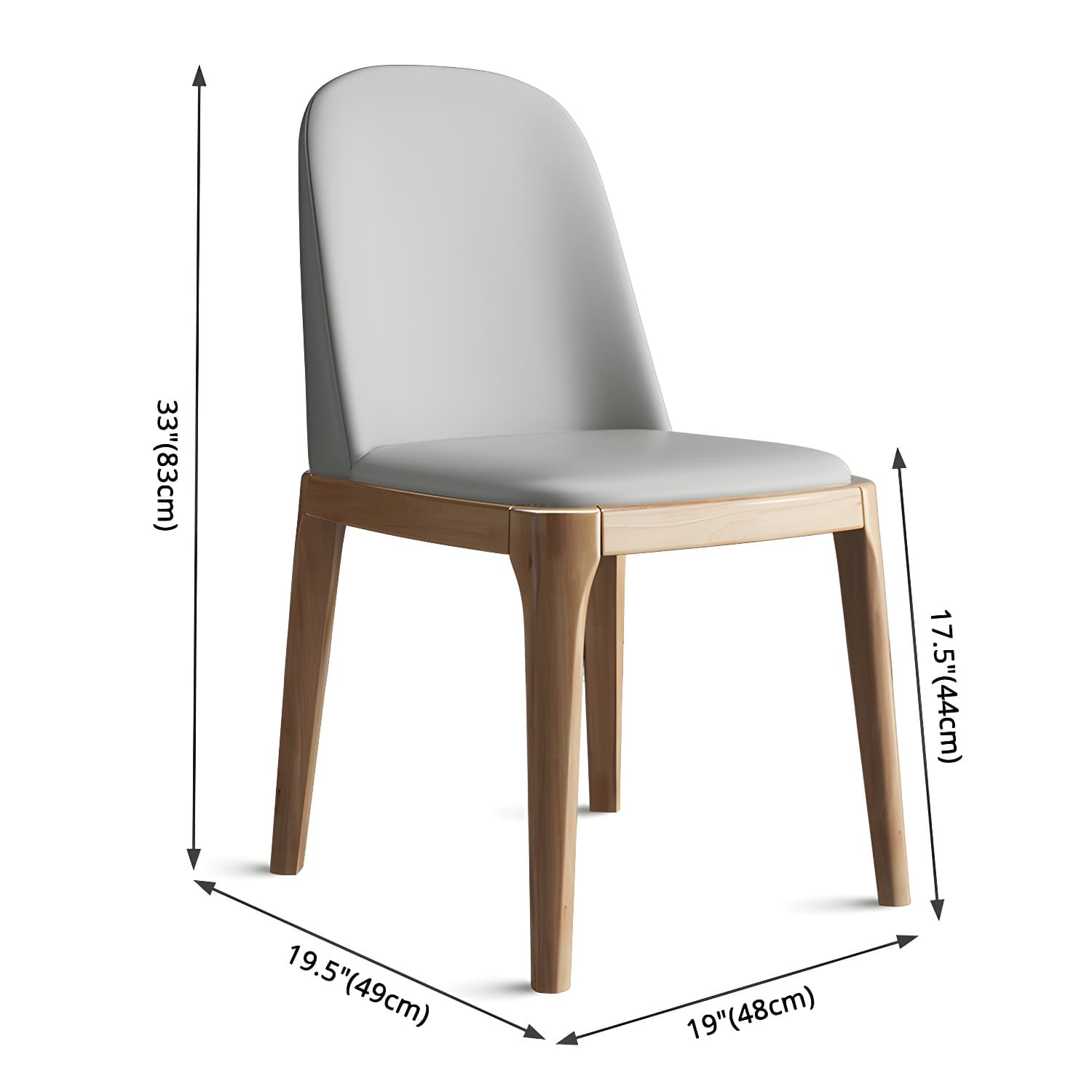 Scandinavian Home Side Chair Solid Back Wood Upholstered Dining Room Chair - image 29