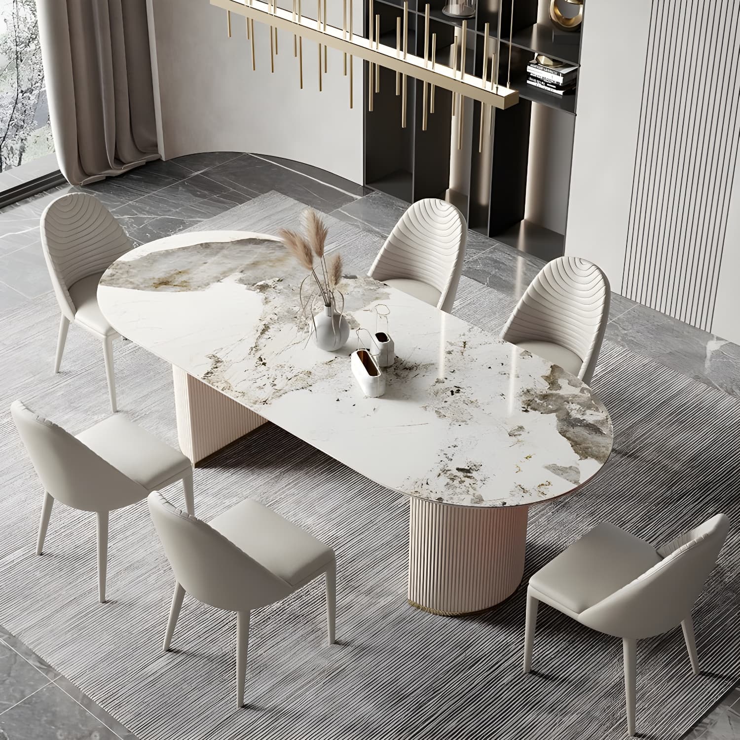 Traditional Luxury Dining Table Sintered Stone Oval Table for Home - image 3