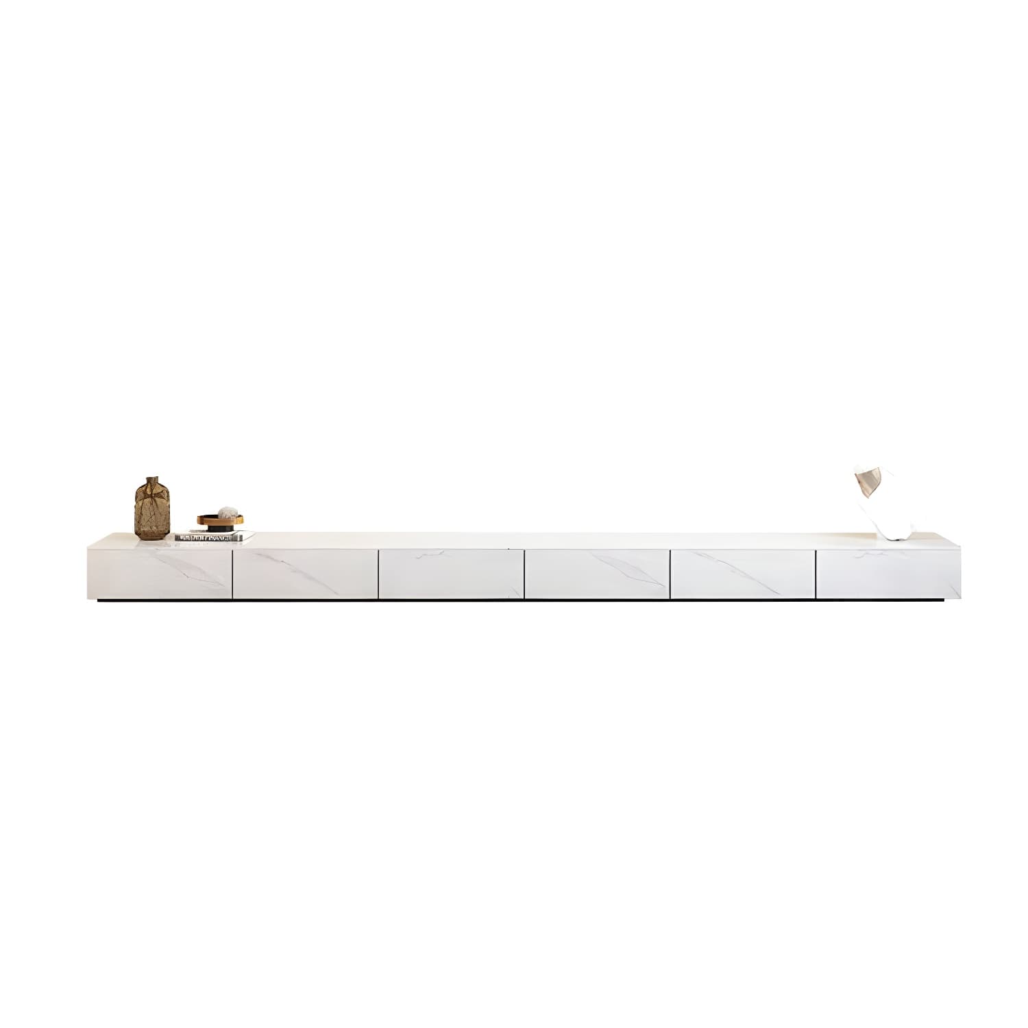 Stone TV Stand Modern TV Console with 6 Drawers Included, White - image 5