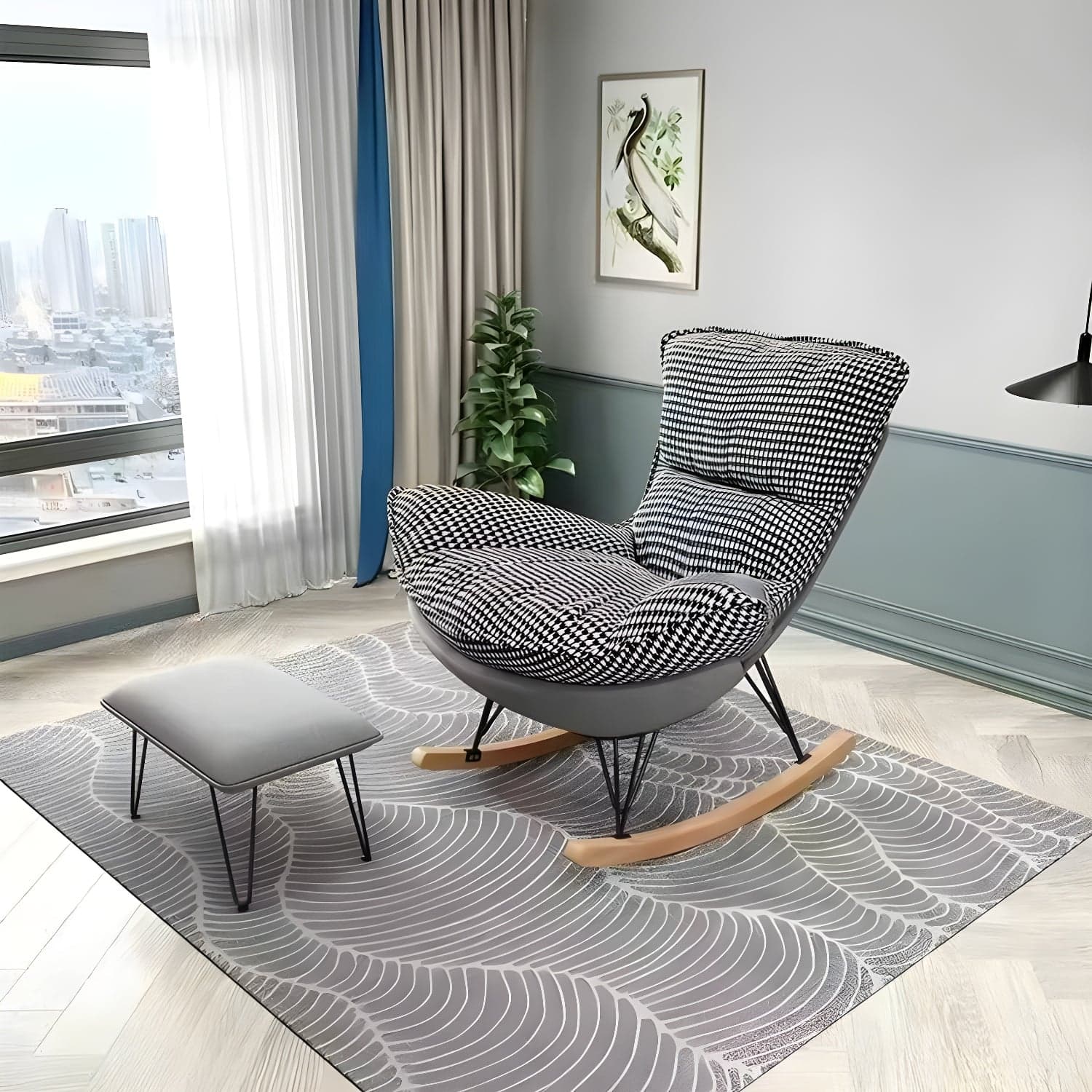 Contemporary Indoor Rocking Chair with Sled Legs and Spindle Back - image 6
