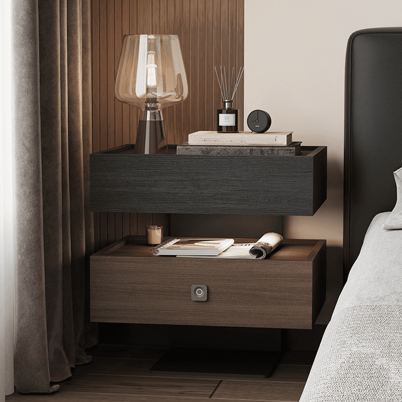 Organic Modern Open Nightstand with Composite Wood and Illuminating Feature - image 9