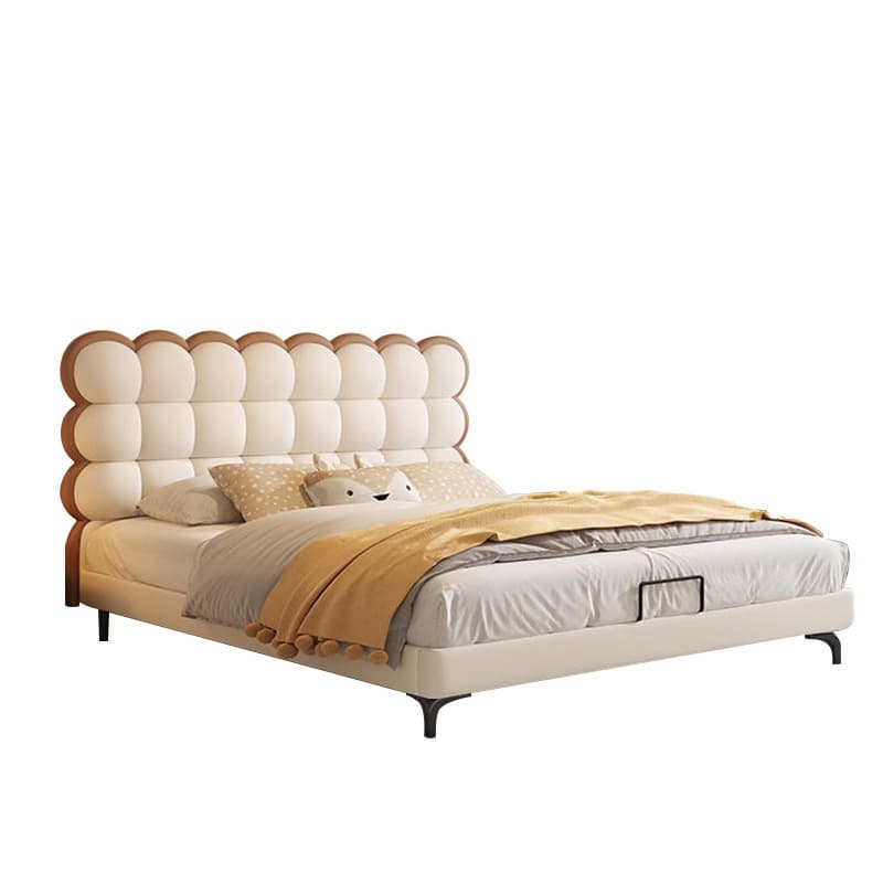 Solid Color Storage Included Panel Bed with Stitch-tufted Panel Headboard and Sponge Upholstery - image 3
