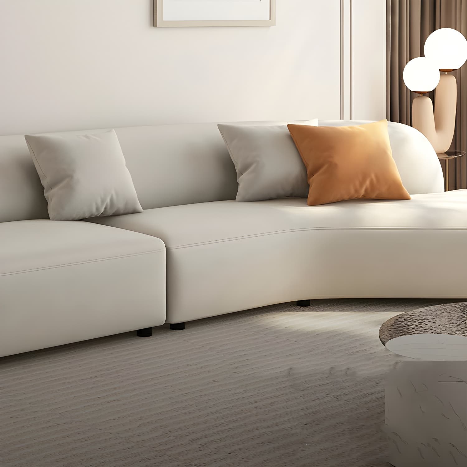Modern Beige Sectional Sofa with Flared Arms and Cushion Back Design - image 7