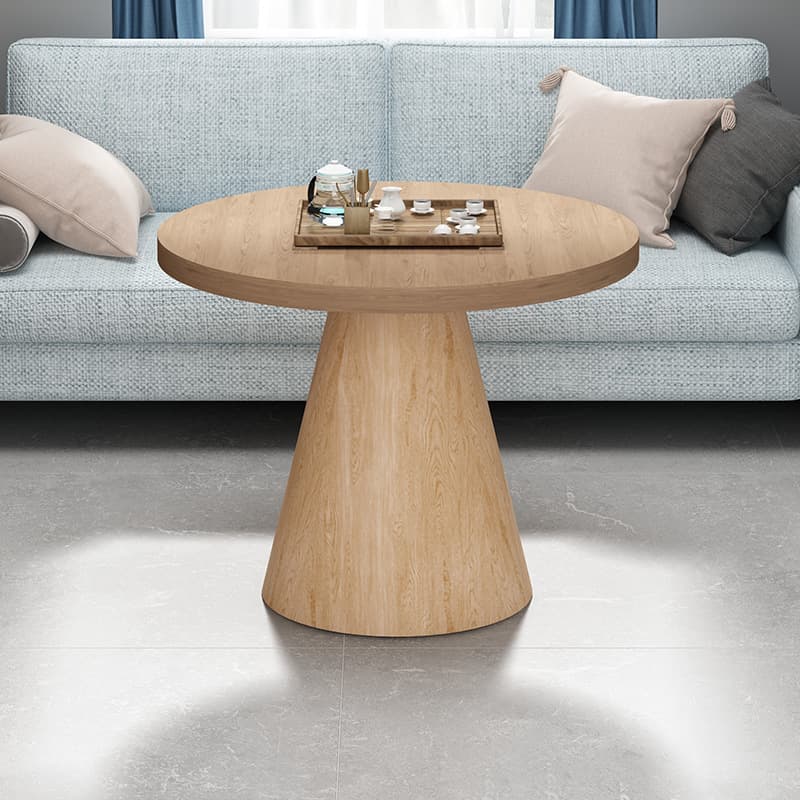 Organic Modern Style Circular Sintered Stone/Manufactured Wood Single Side Table with Plinth for Indoor Use - image 4