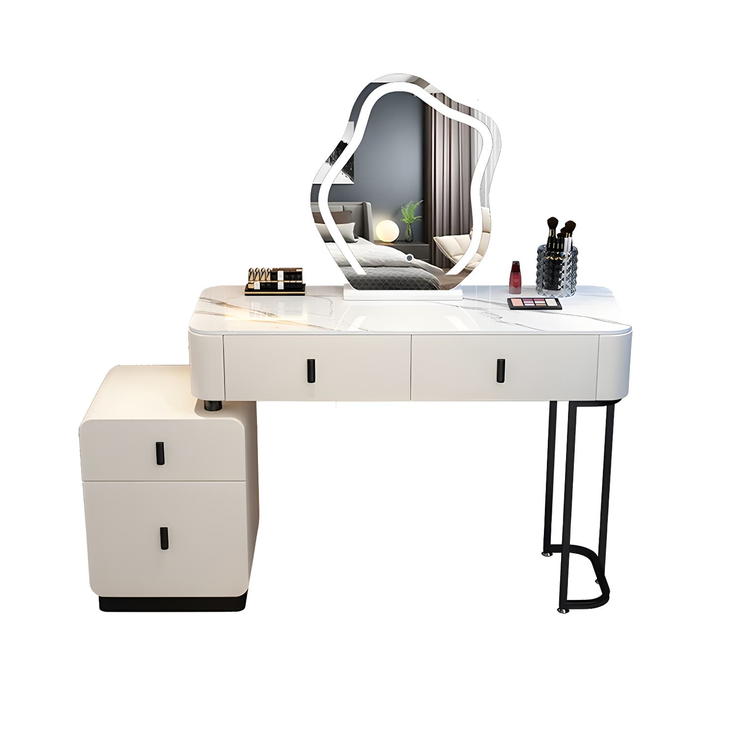 Glam Stone Makeup Counter Bedroom Vanity Dressing Table with Drawer - image 18