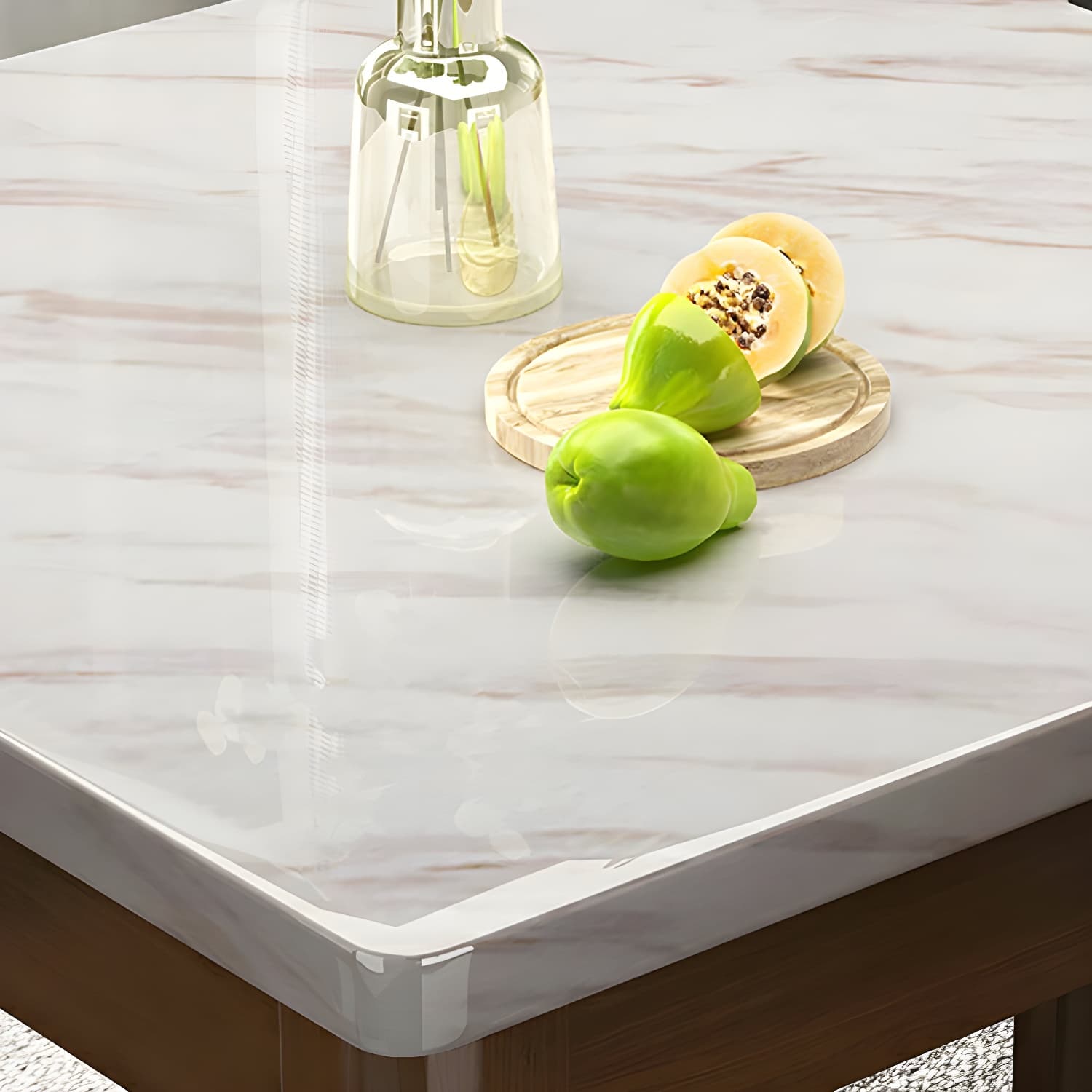 Square Marble Dining Table Set 1/5 Pieces with Solid Wood Base for Kitchen - image 9