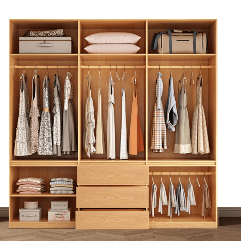 Natural Finish Unfixed Almirah Manufactured Wood Soft Close Drawer Soft Close Door Hinged - image 5