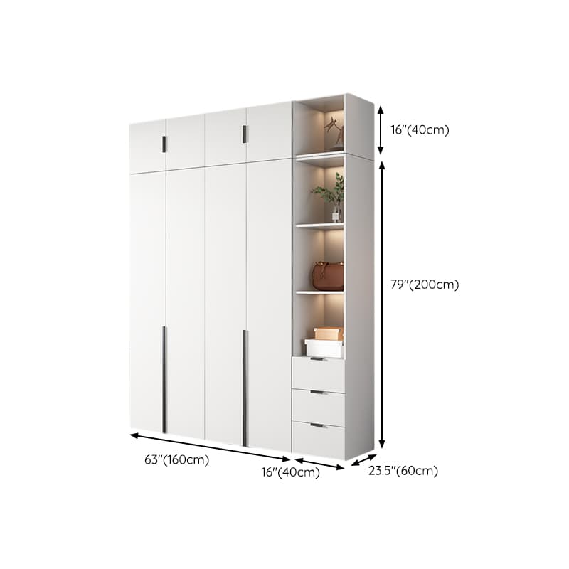 White Wood Wardrobe Armoire with Hinged Doors and Shelves Included - image 31