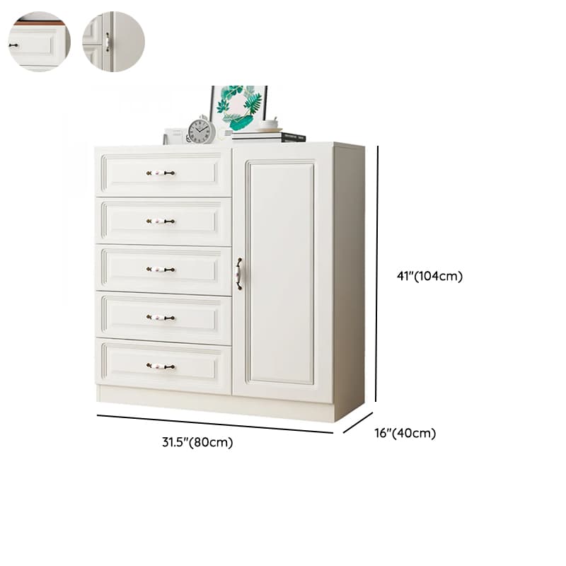 Sleeping Room Use Trendy White Wood Wardrobe Chest with Shelves - image 21