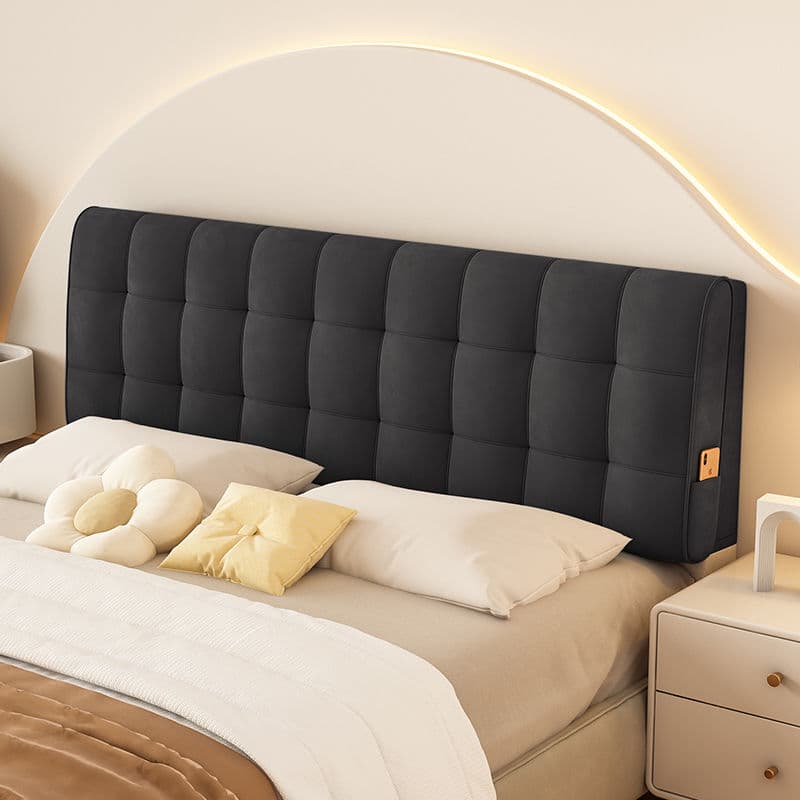 Low Upholstered Panel Headboard with Storage, Button-tufted Rectangle Design for Queen/Full Bed, Featuring Sponge Fill