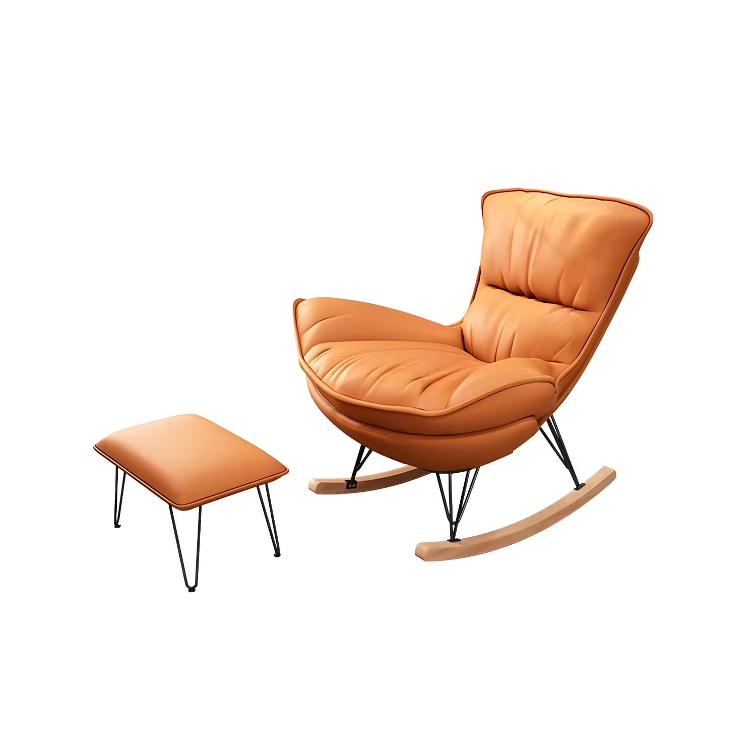 Modern Glider Chair Pure Color Cushions Rocking Chair with Dark Legs - image 9