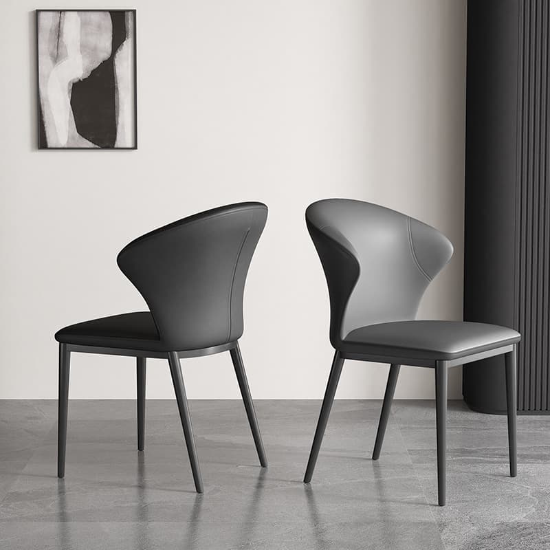 Modish Side Chair with Wing Chair Back, Padded Upholstery, Midnight Black Metal Legs - image 14