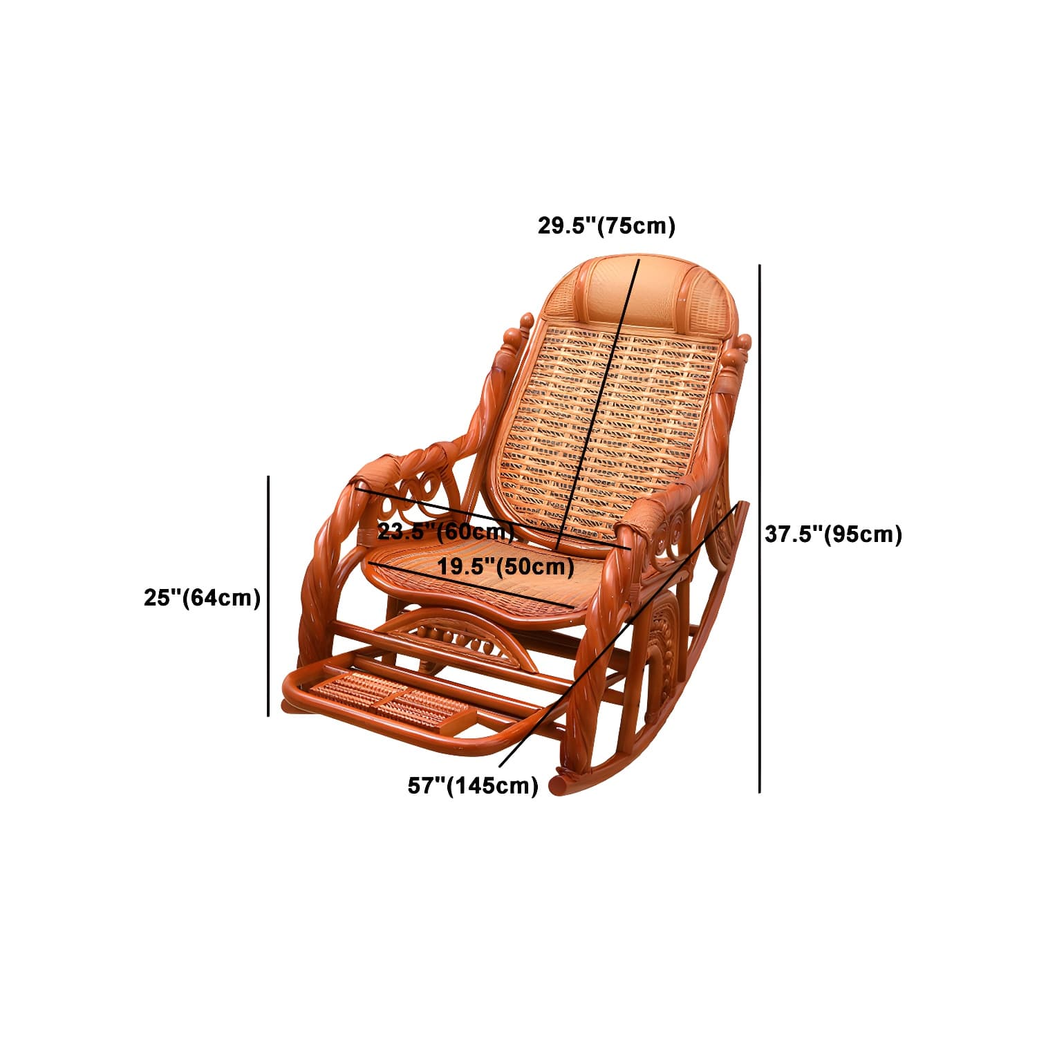 Traditional Spindle Rocking Chair Tobacco Finish with Pillow Rocker Chair Wicker - image 14