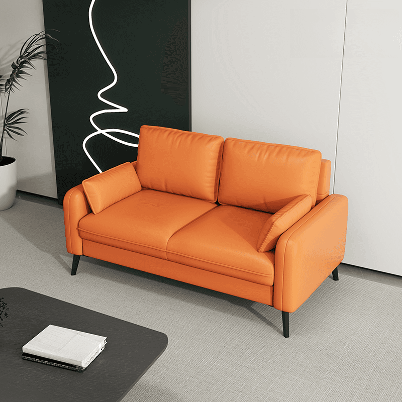 Contemporary Modern Solid Color Water Resistant Loveseat in Cerulean/Jade Green/Amber Color for 2 People with 2 Pillows - image 6
