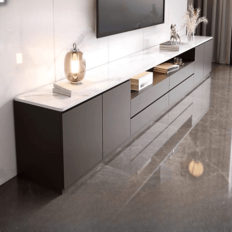 Deco Stone TV Stand with Shelf, 4 Drawers, 2 Cabinets, and Exposed Storage - image 5