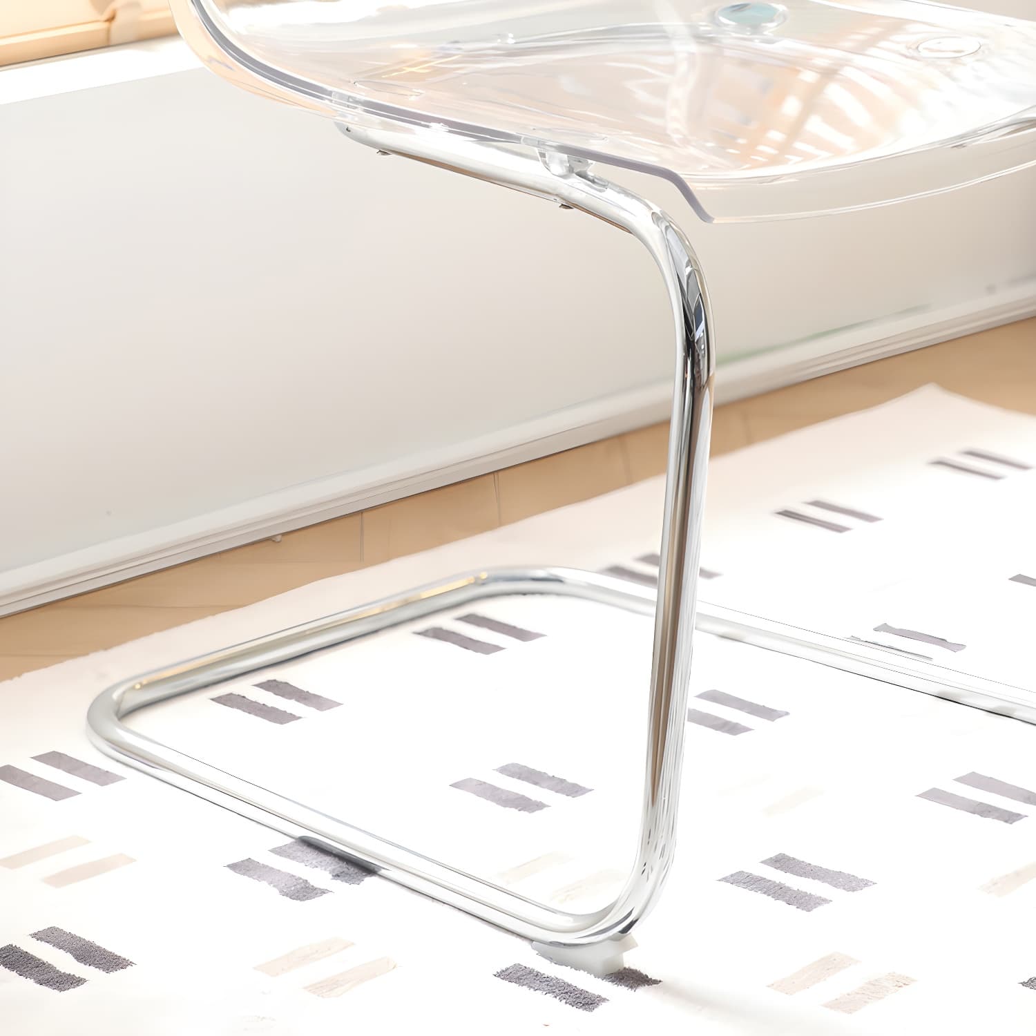 Modern Low-Back Side Chair in Plastic & Acrylic with Metal Legs - Silver - image 14
