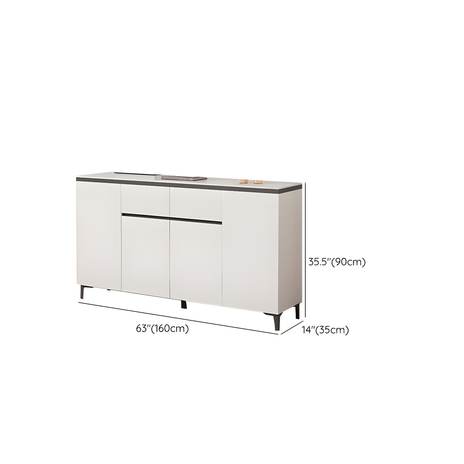 Wooden Modern Stone Countertop Buffet Sideboard with Drawers for Living Room - image 16