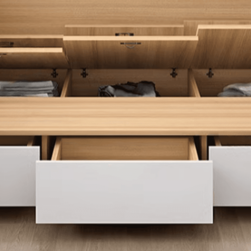 Unfinished Color Modern Tatami Bed with 3 Storage Boxes - image 4