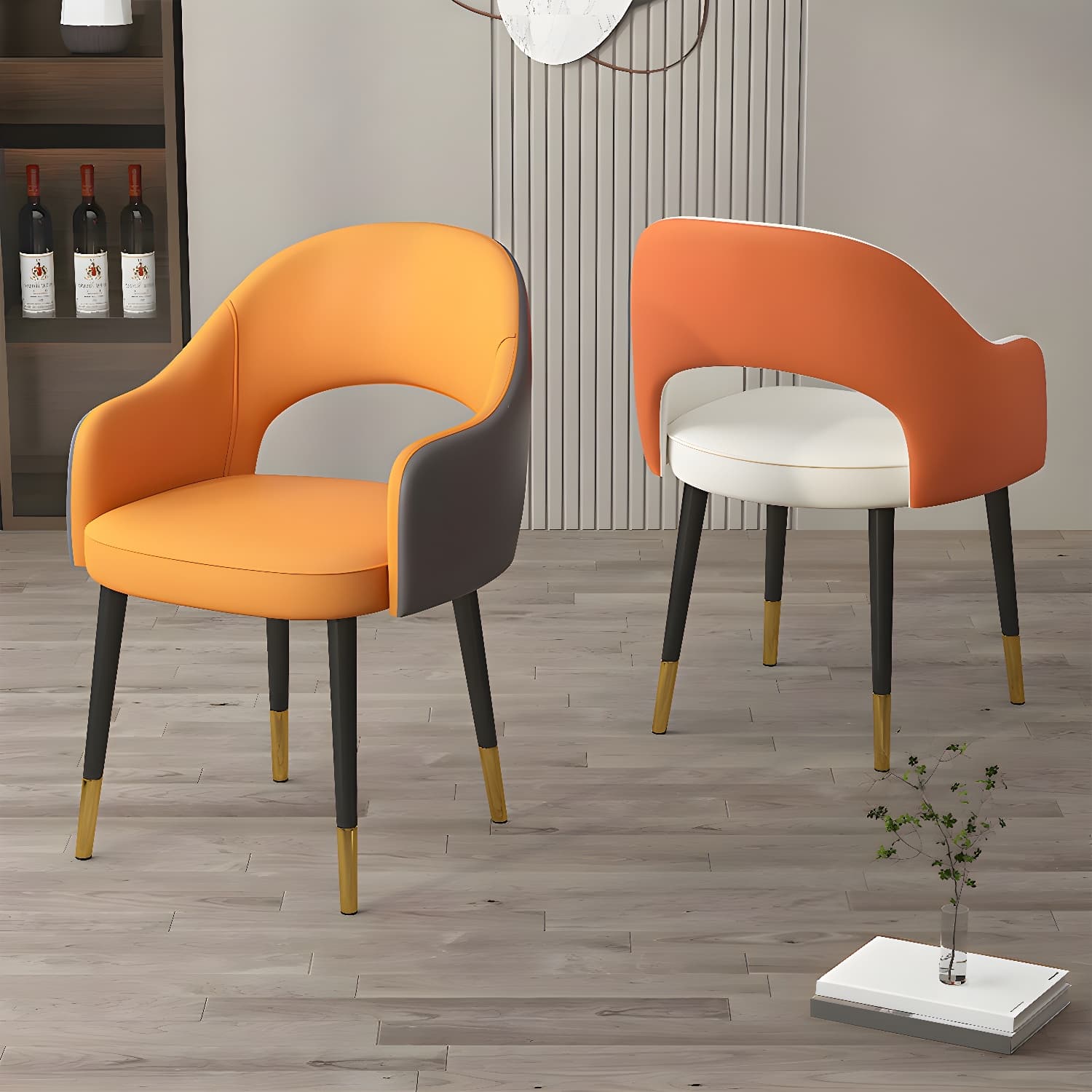 Contemporary Leather Dining Room Chairs Open Back Dining Side Chair for Home Use - image 9
