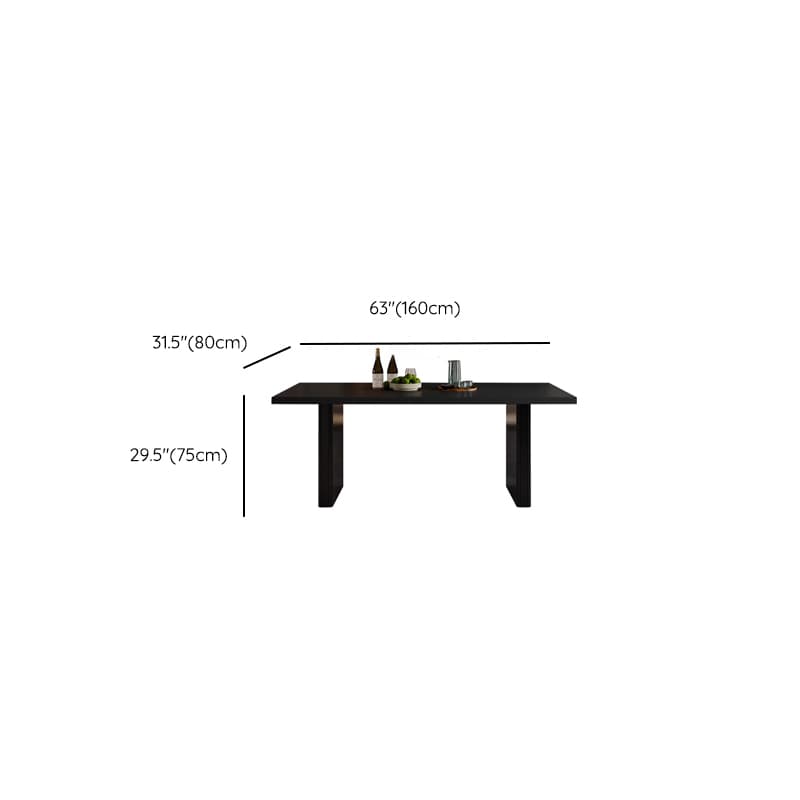 Dining Table Set with Slate Top and Two-sided Pedestal, Padded Chair with Back for 6 People, 7 Piece Set in Midnight Black - image 11