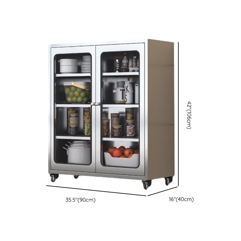 Metallic Sideboard on Roller Wheels with Stainless Steel Countertop - image 26