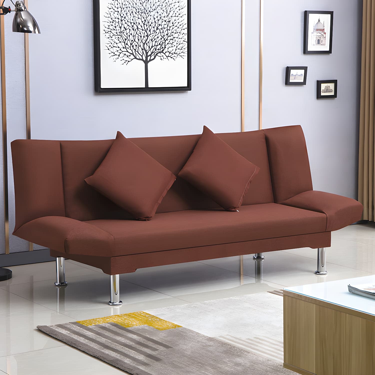 Silver Transitional Modern Tight Back Sofa Bed 29.53"High Armless Sofa Bed - image 11