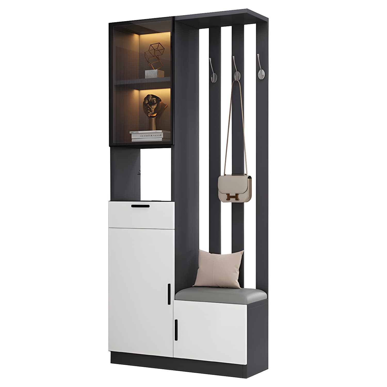 Contemporary Style Wooden 3-door Accent Cabinet with Drawer and Shelf - image 11