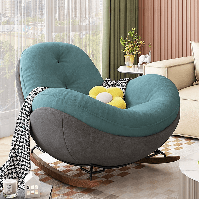 Casual Chalk/Olive Green/Rose Upholstered Living Room Rocking Chair, with Cushioned - image 4