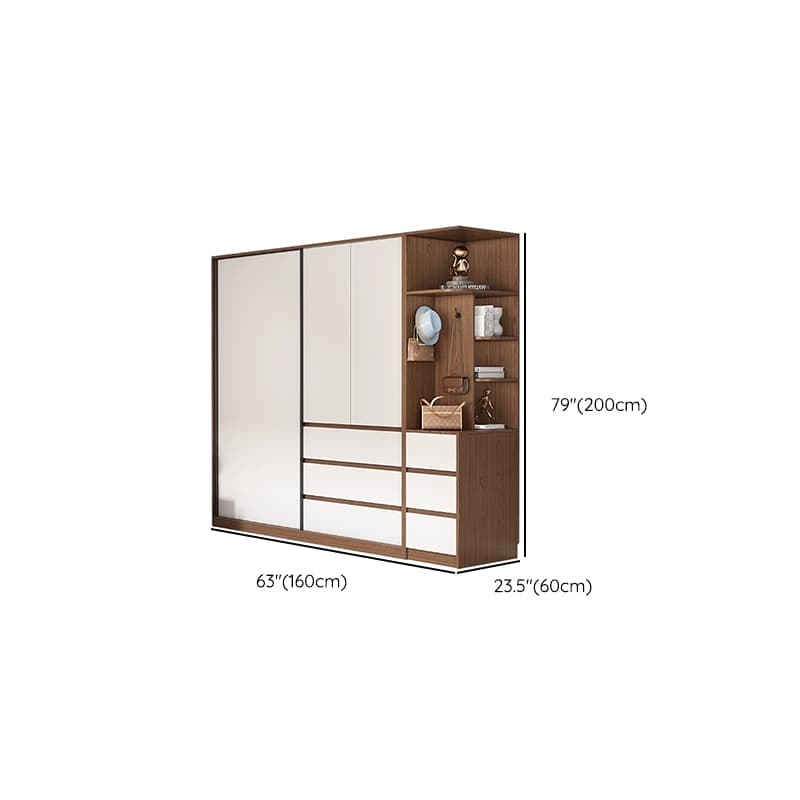 3-Door Scandinavian Soft-Close Drawers Wooden 3-Door Wardrobe Armoire 23.62 inch - image 22