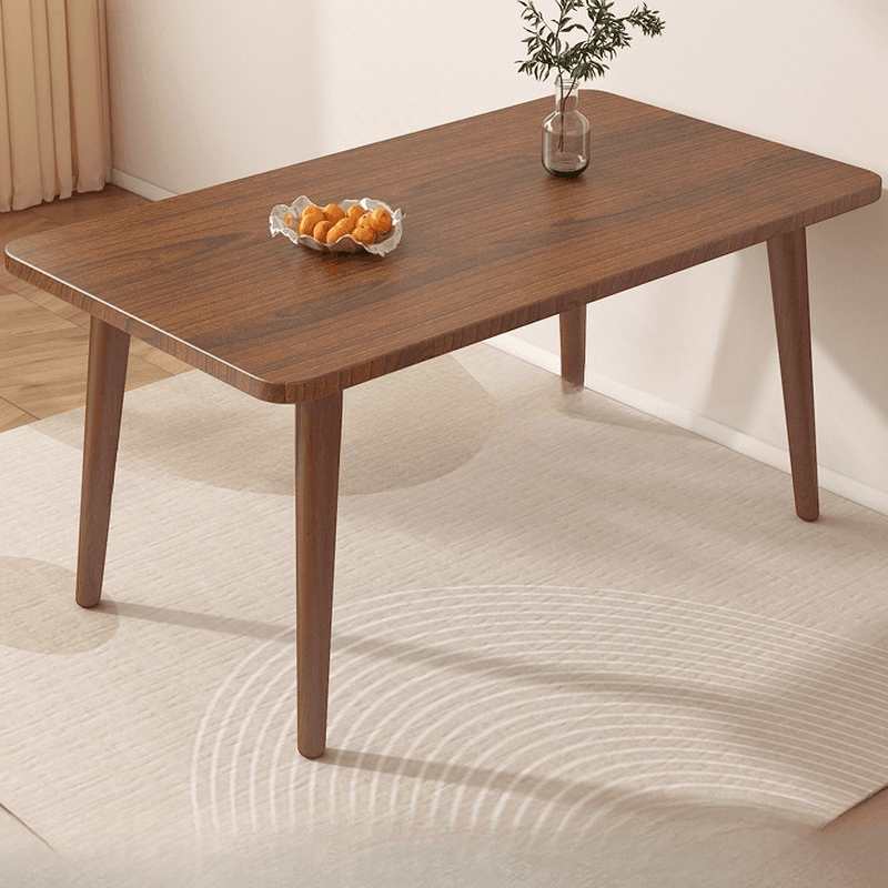 Dining Table Set with Rectangular Recycled Wood Fixed Table and Padded Chair Back in White/Auburn/Unfinished