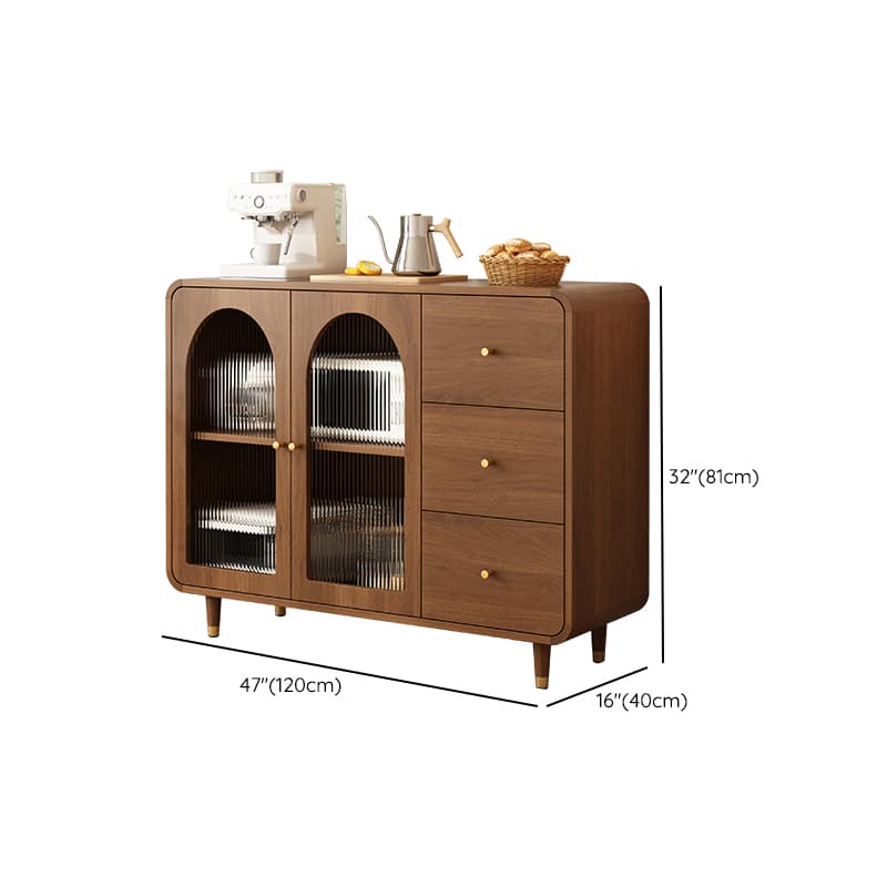 3 Drawers Modish Tan Standard Sink Cabinet with Glass Doors, 2 Shelves/1 Shelf, and Cabinets - image 12