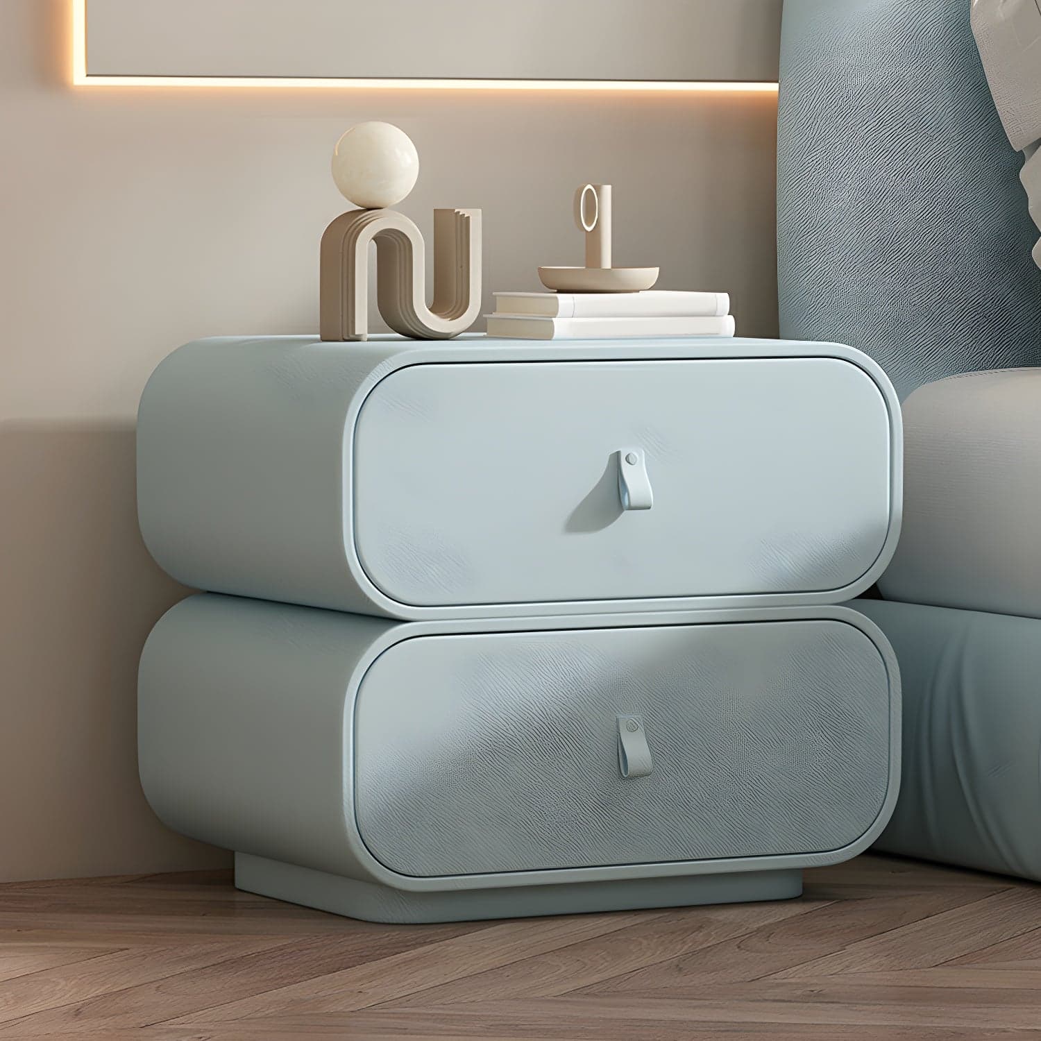 Contemporary Style Solid Wood 2-Drawer Night Table for Bedroom - image 5