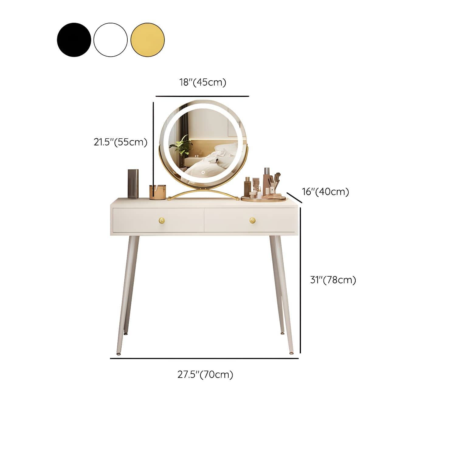 2-Drawer Vanity Tables Bedroom Makeup Vanity Desk Table with Drawer - image 20