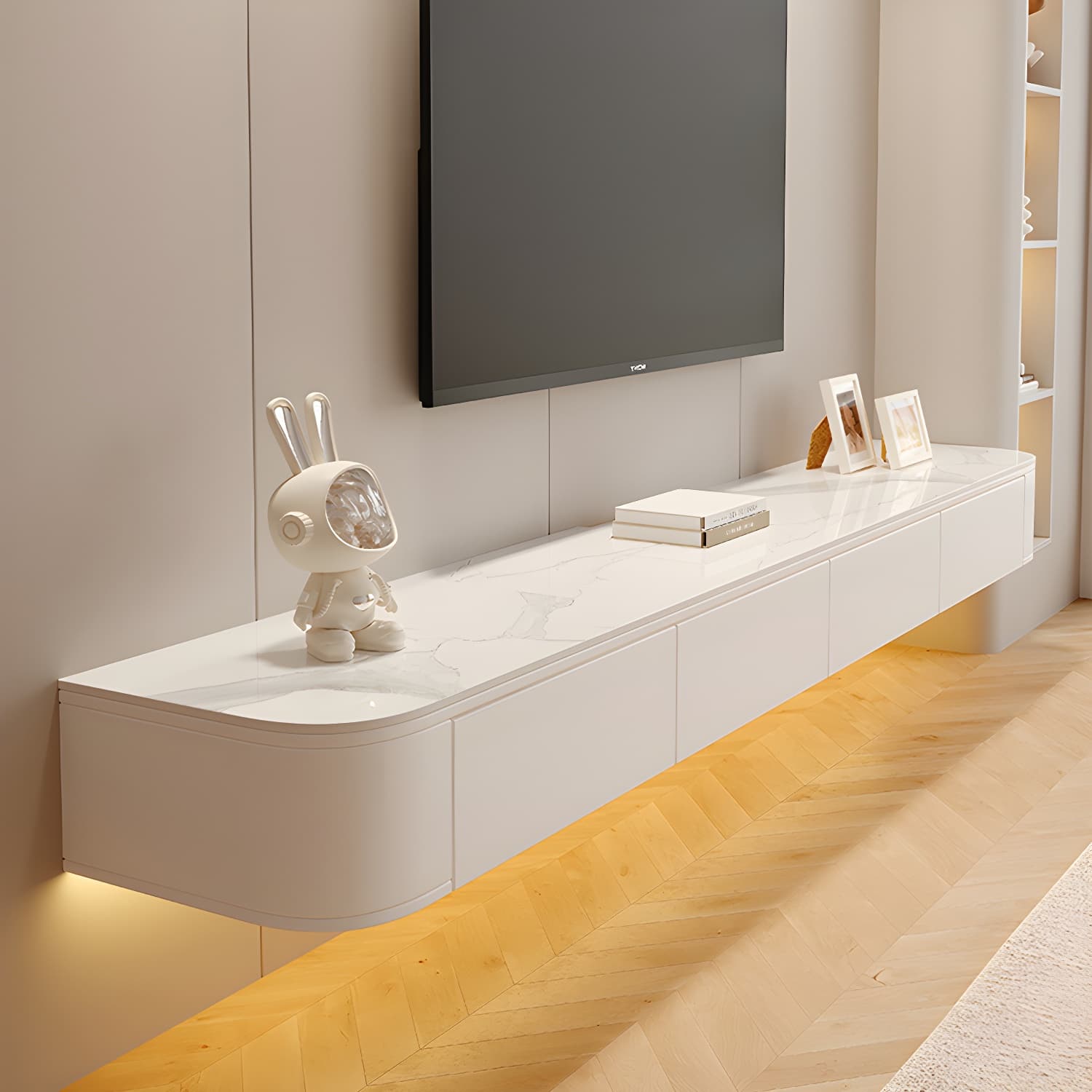 Modern Wall-Mounted Wood TV Console with Drawers and Cable Management - image 6