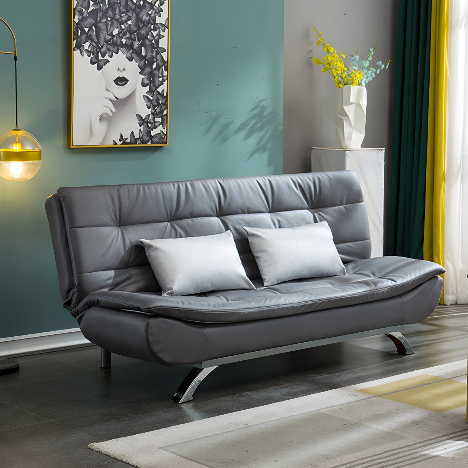Faux Leather Sofa 35.43" H Armless Convertible Sofa for Living Room - image 4