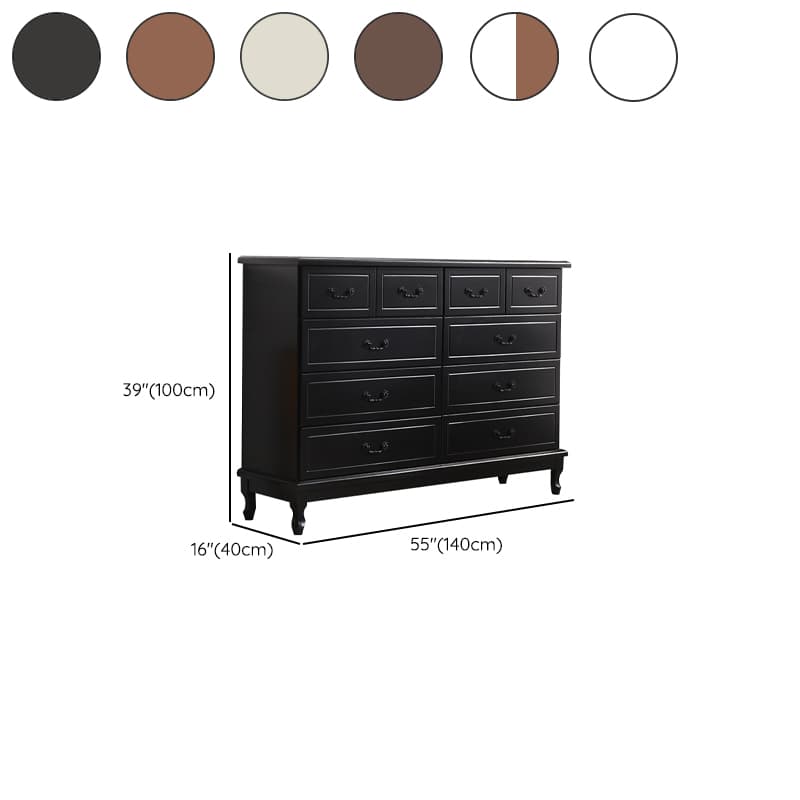 Traditional Style Black Handle Chest with Drawers in Solid Wood - image 19