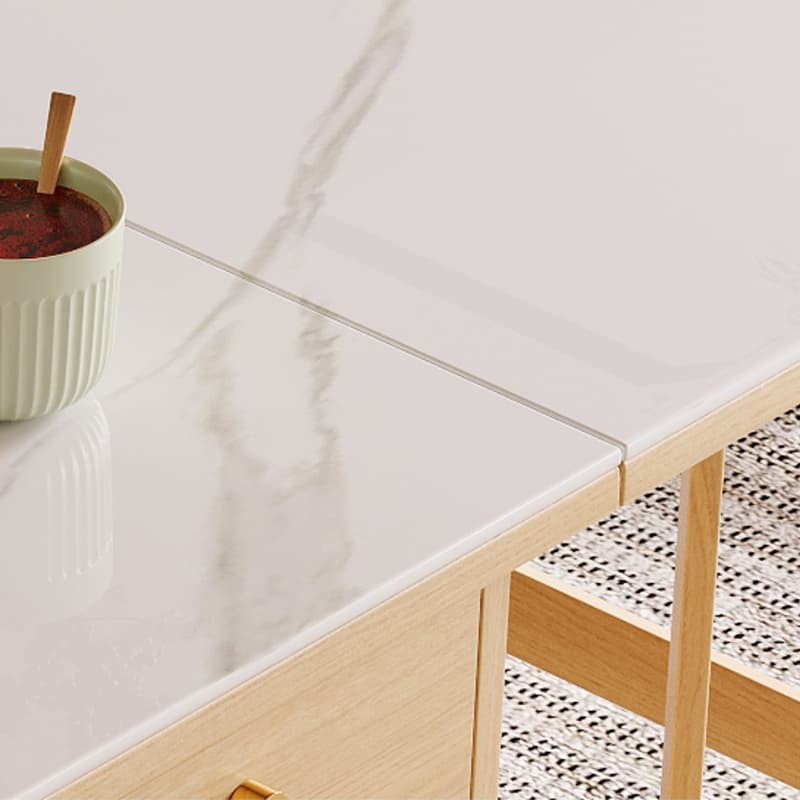 Scandinavian Folding Dining Set in Light Wood with Upholstered Chairs and Extendable Table - image 7