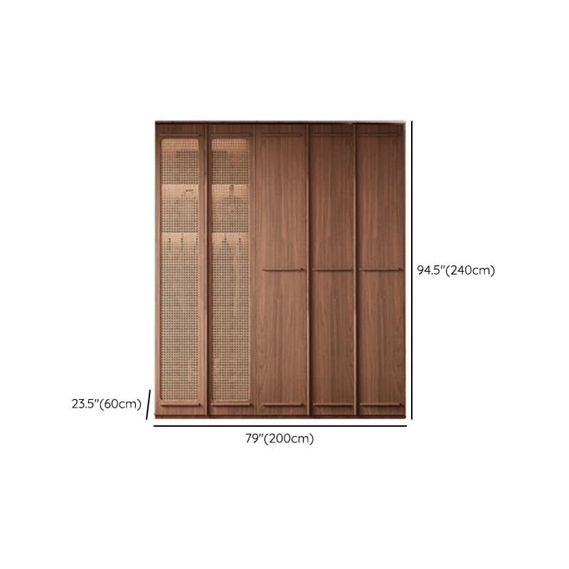 Simplistic Wood Color Timber Wardrobe Closet with Soft Close Door, Interior Shelves, and Hanging Rod - image 15
